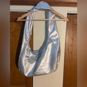 Anthropologie silver slouchy bag